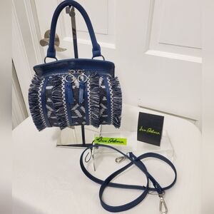 Sam Edelman BOBBI Pacific Blue With Fringe Detail Satchel/Crossbody, Retail $198